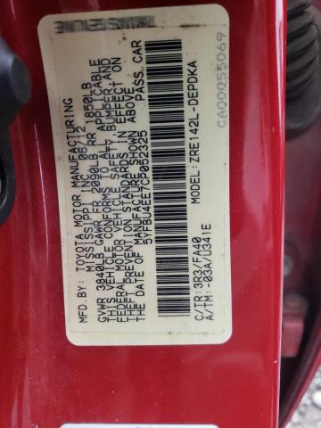 Photo 10 from auction – 2012 TOYOTA COROLLA BA with VIN 5YFBU4EE7CP052325