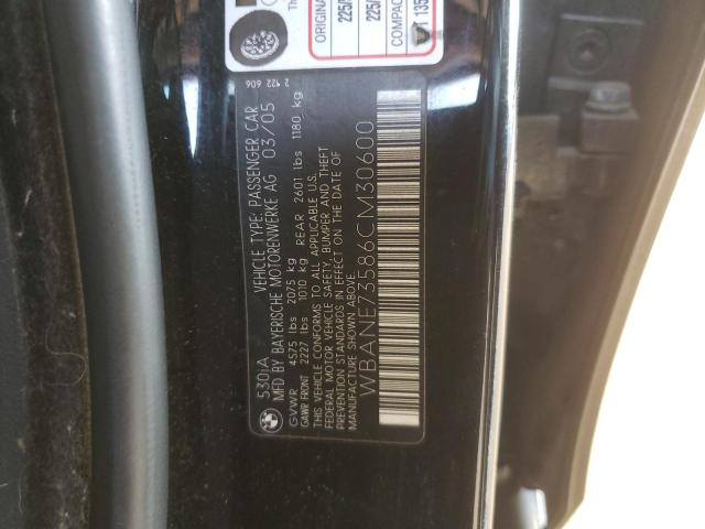 Photo 10 from auction – 2006 BMW 530 I with VIN WBANE73586CM30600