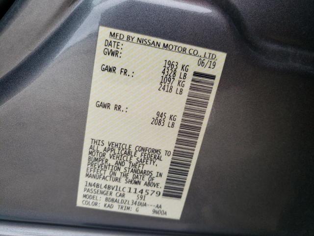 Photo 10 from auction – 2020 NISSAN ALTIMA S with VIN 1N4BL4BV1LC114579