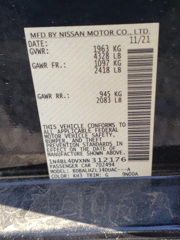 Photo 10 from auction – 2022 NISSAN ALTIMA SV with VIN 1N4BL4DVXNN312176