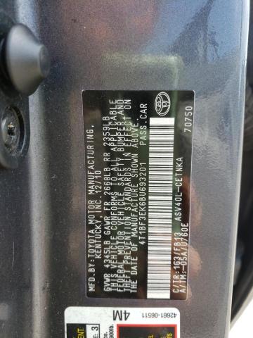 Photo 10 from auction – 2011 TOYOTA CAMRY BASE with VIN 4T1BF3EK6BU693201