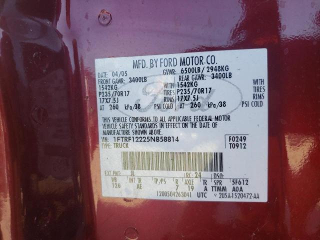 Photo 10 from auction – 2005 FORD F150 with VIN 1FTRF12225NB58814