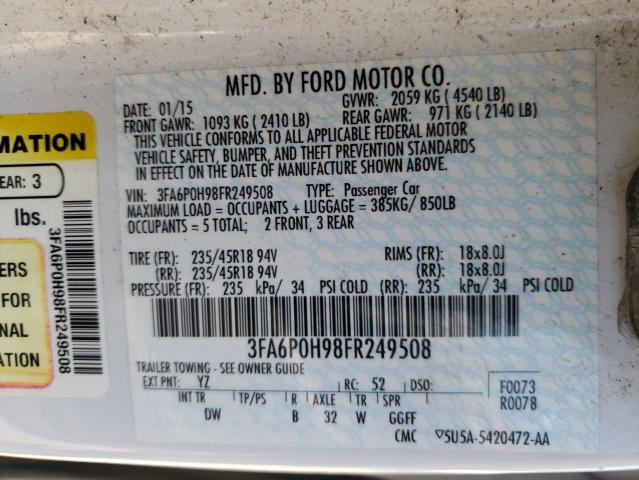 Photo 10 from auction – 2015 FORD FUSION SE with VIN 3FA6P0H98FR249508