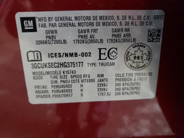 Photo 10 from auction – 2017 CHEVROLET SILVERADO with VIN 3GCUKSEC2HG375177