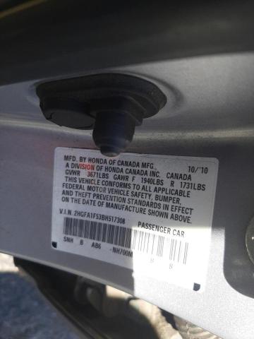 Photo 10 from auction – 2011 HONDA CIVIC LX with VIN 2HGFA1F53BH517308