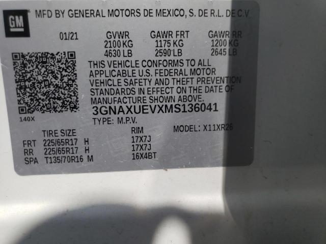 Photo 10 from auction – 2021 CHEVROLET EQUINOX LT with VIN 3GNAXUEVXMS136041