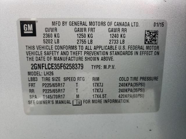 Photo 10 from auction – 2015 CHEVROLET EQUINOX LT with VIN 2GNFLCE35F6258379
