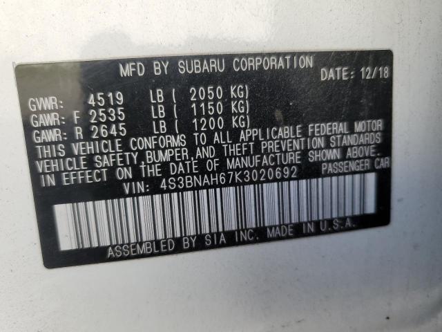 Photo 10 from auction – 2019 SUBARU LEGACY 2.5 with VIN 4S3BNAH67K3020692