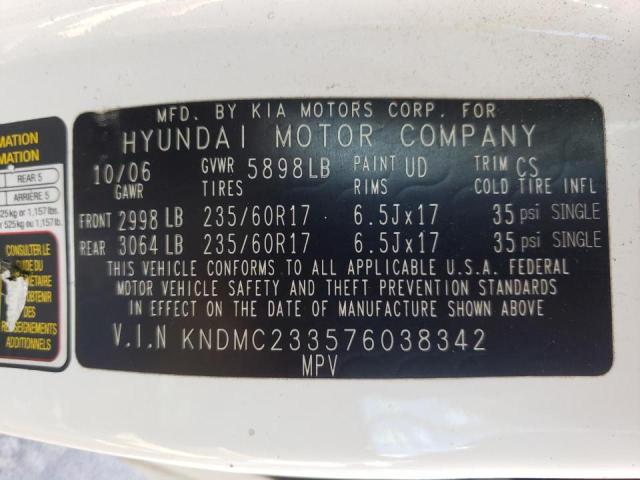 Photo 10 from auction – 2007 HYUNDAI ENTOURAGE with VIN KNDMC233576038342