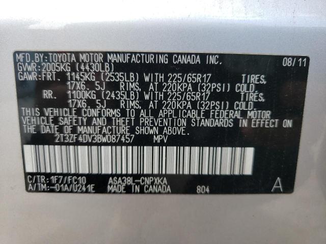 Photo 10 from auction – 2011 TOYOTA RAV4 with VIN 2T3ZF4DV3BW087457