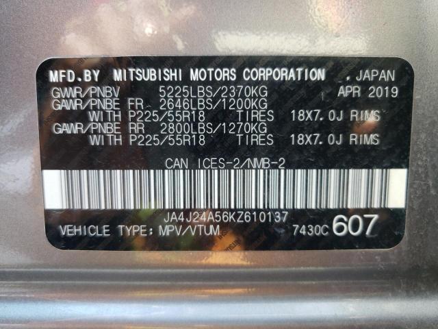 Photo 10 from auction – 2019 MITSUBISHI OUTLANDER with VIN JA4J24A56KZ610137