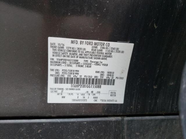 Photo 10 from auction – 2016 FORD TAURUS SEL with VIN 1FAHP2E81GG155088