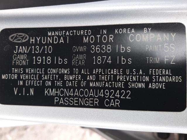 Photo 10 from auction – 2010 HYUNDAI ACCENT GLS with VIN KMHCN4AC0AU492422