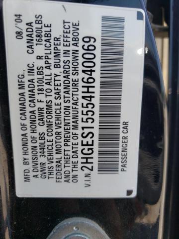 Photo 10 from auction – 2004 HONDA CIVIC LX with VIN 2HGES15554H640069