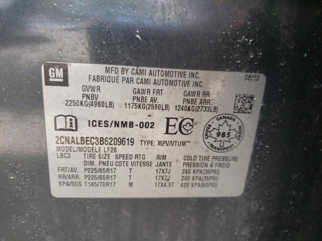 Photo 10 from auction – 2011 CHEVROLET EQUINOX LS with VIN 2CNALBEC3B6209619