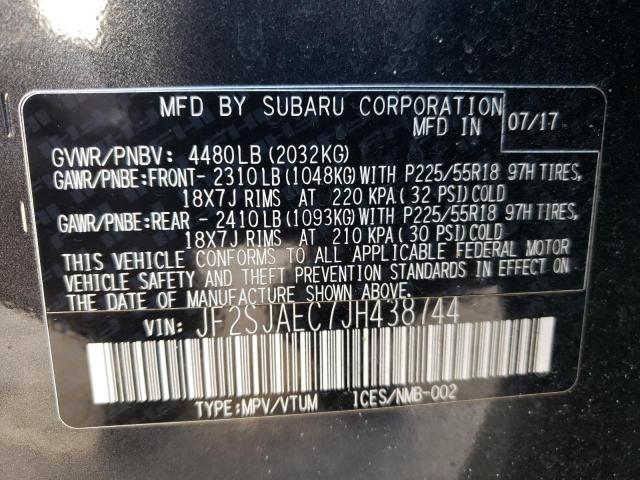Photo 10 from auction – 2018 SUBARU FORESTER 2 with VIN JF2SJAEC7JH438744