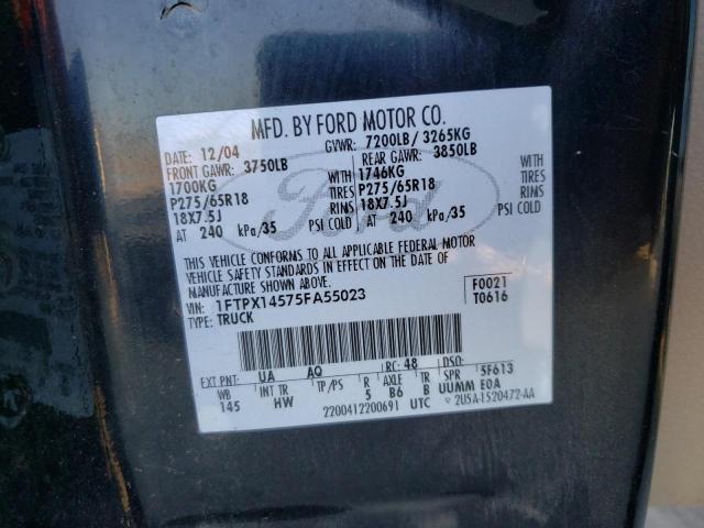Photo 10 from auction – 2005 FORD F150 with VIN 1FTPX14575FA55023