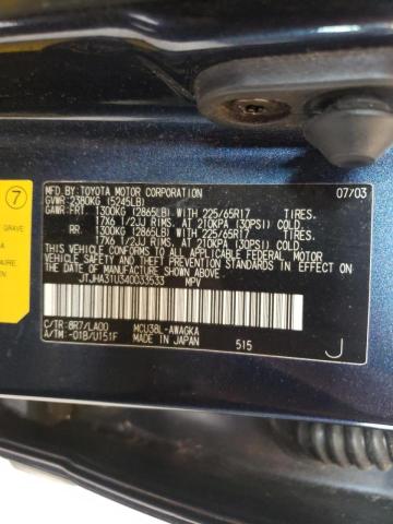 Photo 10 from auction – 2004 LEXUS RX 330 with VIN JTJHA31U340033533