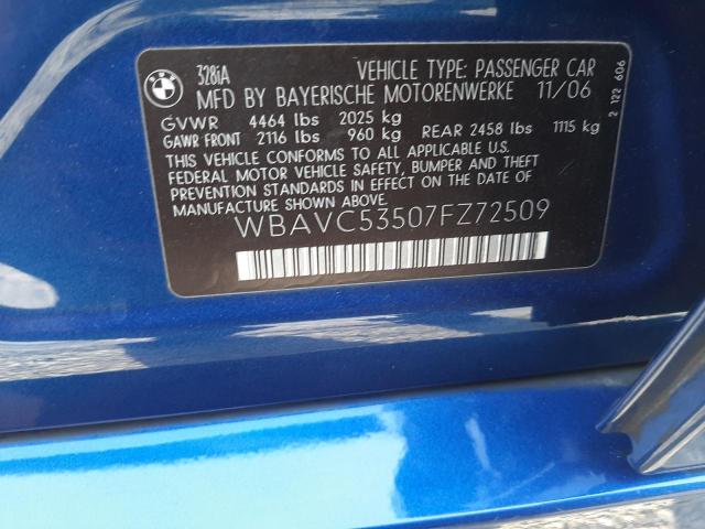 Photo 10 from auction – 2007 BMW 328 I SULE with VIN WBAVC53507FZ72509