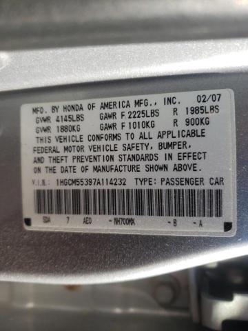 Photo 10 from auction – 2007 HONDA ACCORD se with VIN 1HGCM55397A114232