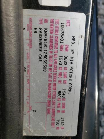 Photo 10 from auction – 2002 KIA SPECTRA GS with VIN KNAFB161125069583