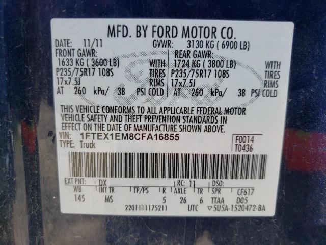 Photo 10 from auction – 2012 FORD F150 SUPER with VIN 1FTEX1EM8CFA16855
