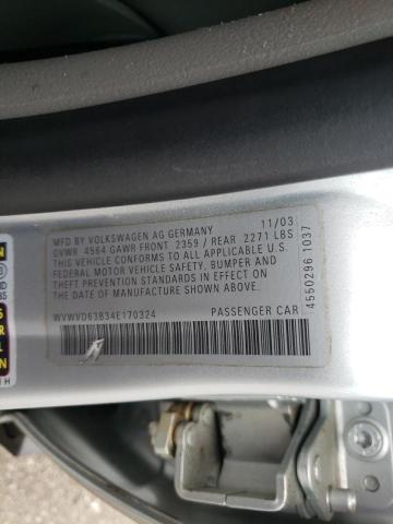 Photo 10 from auction – 2004 VOLKSWAGEN PASSAT GLS with VIN WVWVD63B34E170324