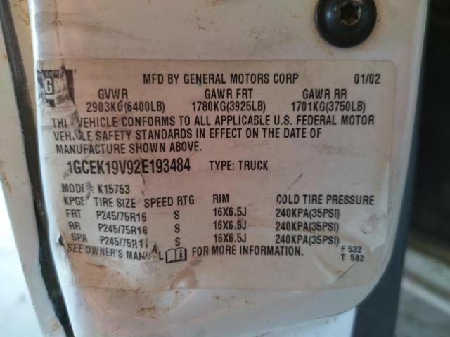 Photo 10 from auction – 2002 CHEVROLET SILVERADO with VIN 1GCEK19V92E193484
