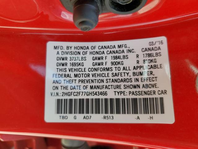 Photo 10 from auction – 2016 HONDA CIVIC EX with VIN 2HGFC2F77GH543466