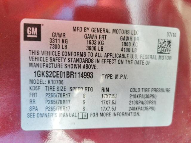 Zdjęcie 10 z aukcji – 2011 GMC YUKON SLT z VIN 1GKS2CE01BR114993