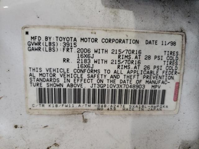 Photo 10 from auction – 1999 TOYOTA RAV4 with VIN JT3GP10V3X7048903
