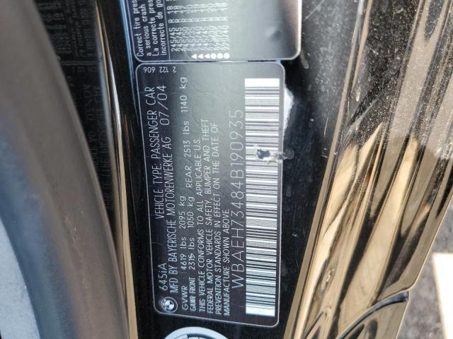 Photo 10 from auction – 2004 BMW 645 CI AUT with VIN WBAEH73484B190935
