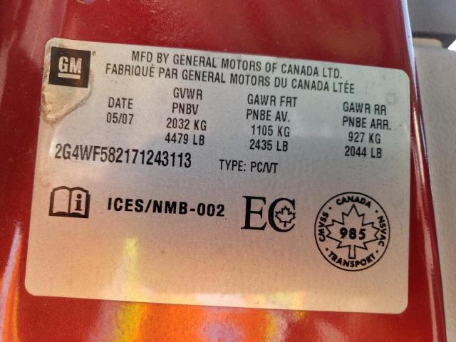 Photo 10 from auction – 2007 BUICK ALLURE CX with VIN 2G4WF582171243113