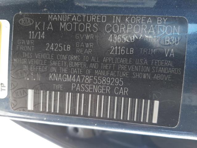 Photo 10 from auction – 2015 KIA OPTIMA LX with VIN KNAGM4A78F5589295