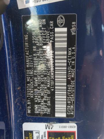 Photo 10 from auction – 2011 TOYOTA CAMRY BASE with VIN 4T1BF3EK2BU707370