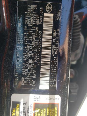 Photo 10 from auction – 2014 TOYOTA CAMRY L with VIN 4T1BF1FK7EU472553