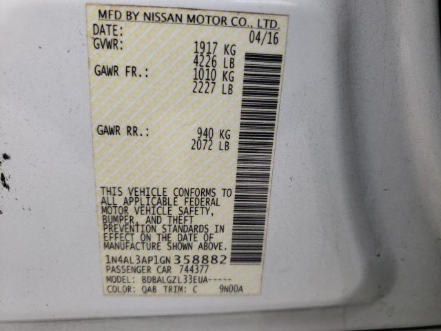 Photo 10 from auction – 2016 NISSAN ALTIMA with VIN 1N4AL3AP1GN358882