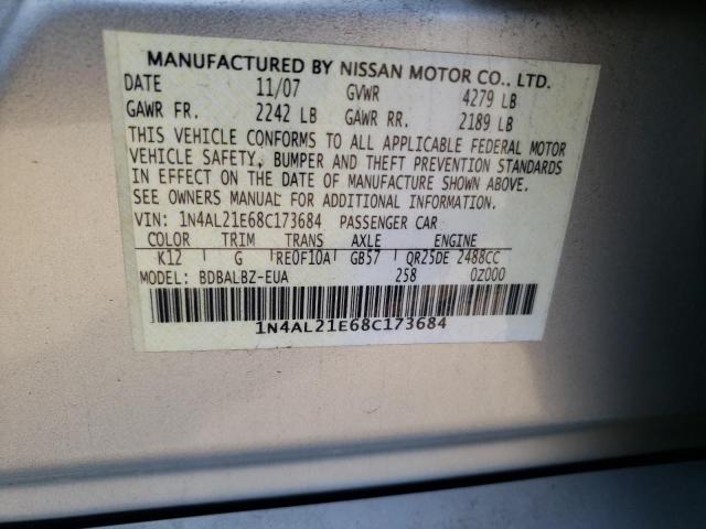 Photo 10 from auction – 2008 NISSAN ALTIMA 2.5 with VIN 1N4AL21E68C173684