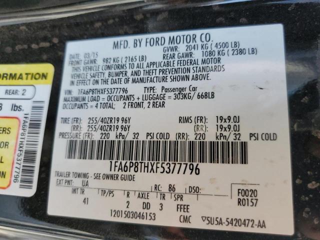 Photo 10 from auction – 2015 FORD MUSTANG with VIN 1FA6P8THXF5377796