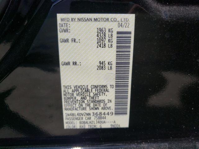 Photo 10 from auction – 2022 NISSAN ALTIMA SV with VIN 1N4BL4DV2NN368449