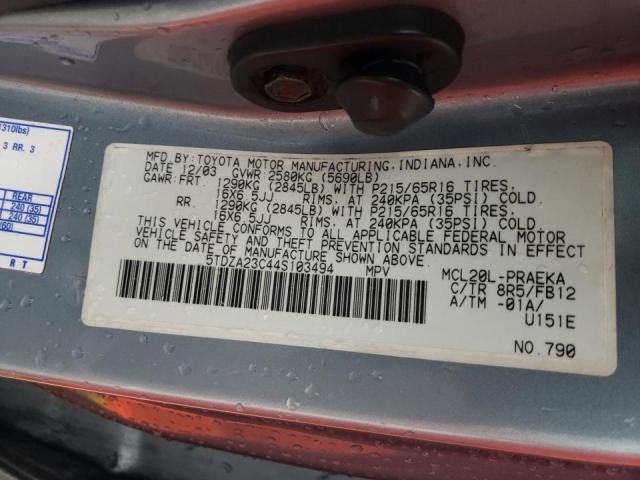 Photo 10 from auction – 2004 TOYOTA SIENNA CE with VIN 5TDZA23C44S103494