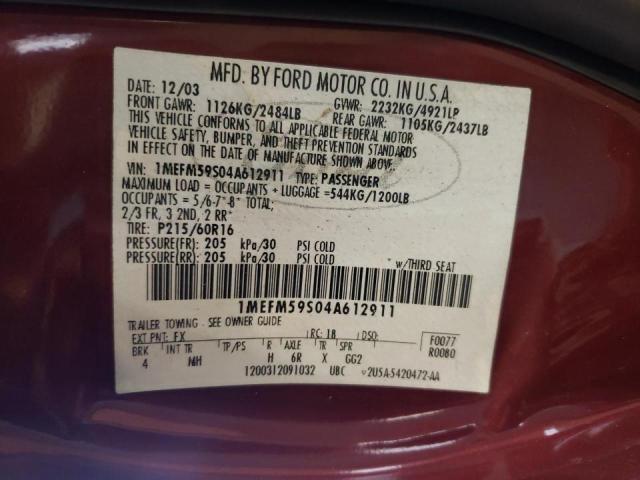 Photo 10 from auction – 2004 MERCURY SABLE LS P with VIN 1MEFM59S04A612911