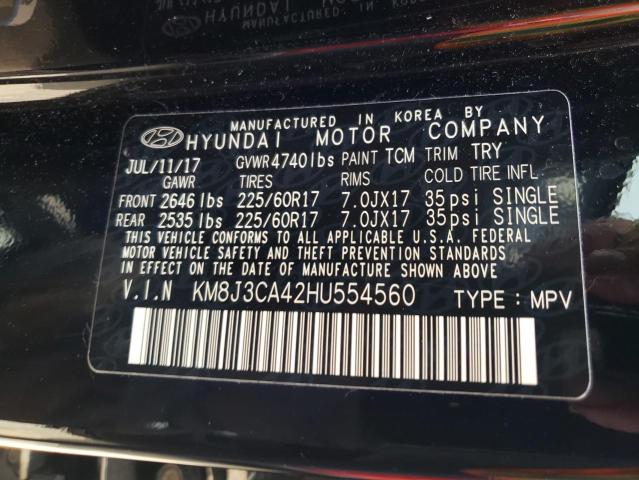 Photo 10 from auction – 2017 HYUNDAI TUCSON LIM with VIN KM8J3CA42HU554560