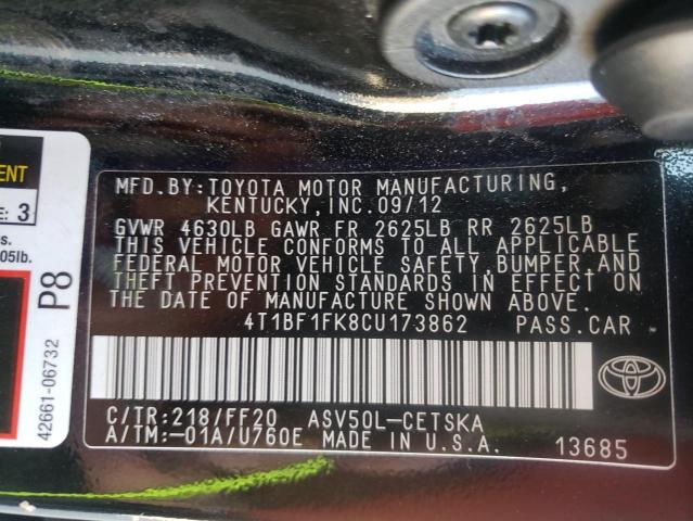 Photo 10 from auction – 2012 TOYOTA CAMRY BASE with VIN 4T1BF1FK8CU173862