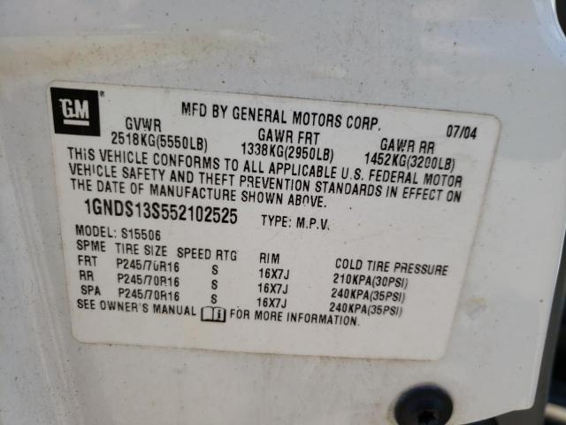 Photo 10 from auction – 2005 CHEVROLET TRAILBLAZE with VIN 1GNDS13S552102525