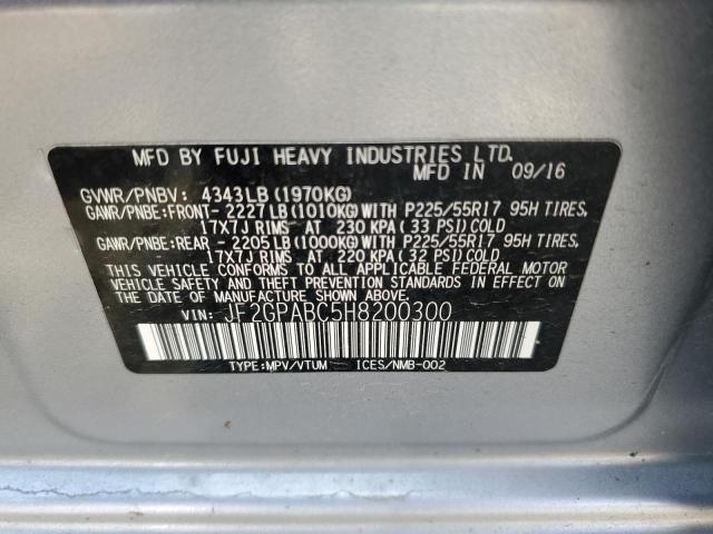 Photo 10 from auction – 2017 SUBARU CROSSTREK with VIN JF2GPABC5H8200300