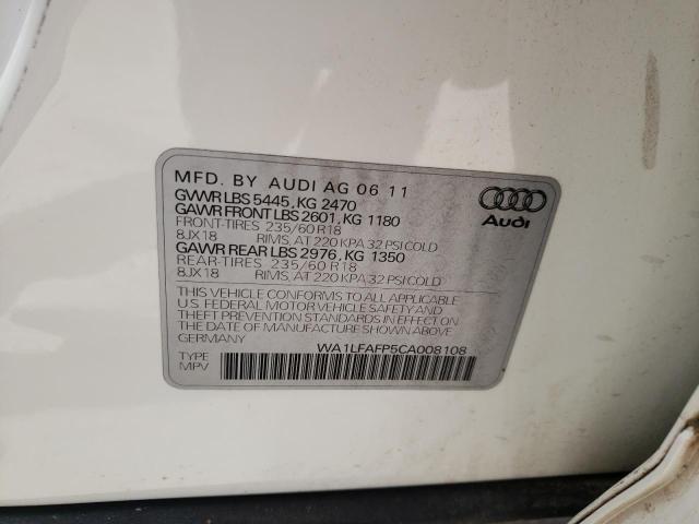 Photo 10 from auction – 2012 AUDI Q5 PREMIUM with VIN WA1LFAFP5CA008108