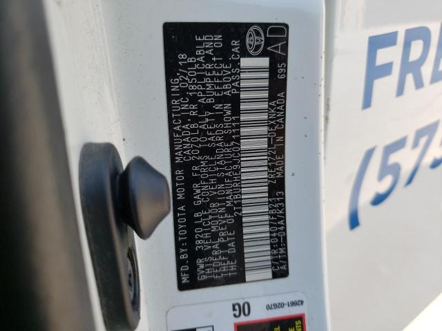 Photo 10 from auction – 2018 TOYOTA COROLLA L with VIN 2T1BURHE9JC071111