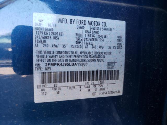 Photo 10 from auction – 2020 FORD EDGE SEL with VIN 2FMPK4J95LBA15265