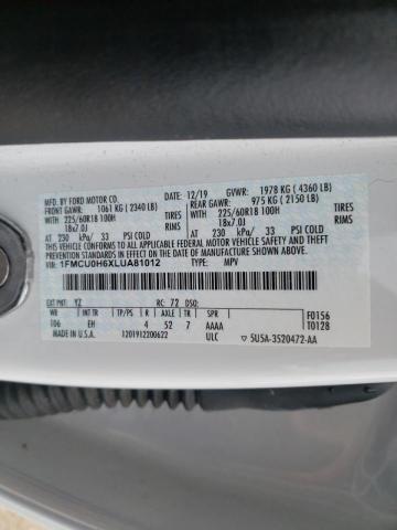Photo 10 from auction – 2020 FORD ESCAPE SEL with VIN 1FMCU0H6XLUA81012